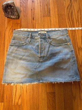 Madewell Light Blue Denim Mini Skirt with Frayed Hem